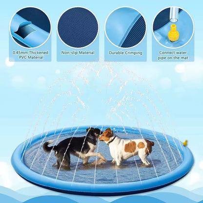 Piscina Inflável para Cães Tapete Aspersor para Cães Tapete de Resfriamento para Cães Brinquedo Interativo para Cães Chafariz Almofada de Aspersão para Animais de Estimação