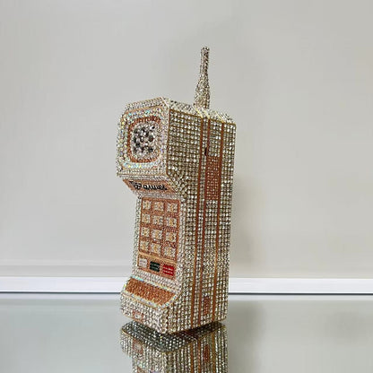 XIYUAN Newest Cellphone Shaped Rhinestone Evening Clutch Purse Luxury Diamond Wedding Party Bag Lady Pink Crystal Bridal Handbag