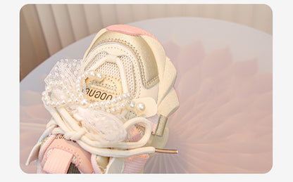 Autumn Sneakers For Kids Korean Style Trend Fashion Girl's Sneakers Soft-soled Breathable Teenager Children Sport Shoes