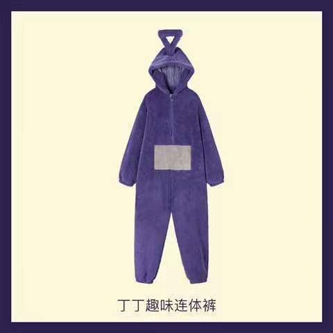 Adult Kids Teletubbies Costumes Soft Long Sleeves Piece Pajamas Costume Lala Home Clothes Cosplay Adult Unisex HomeWear