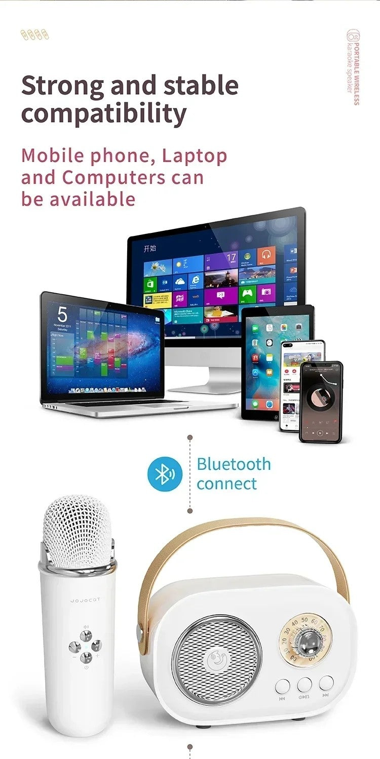 Karaoke Portable Wireless Bluetooth Speaker With Microphone Machine Radio FM Caixa De Som Mini Sound Box Music Small Column Mp3