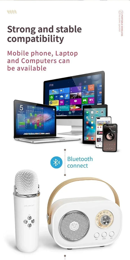 Karaoke Portable Wireless Bluetooth Speaker With Microphone Machine Radio FM Caixa De Som Mini Sound Box Music Small Column Mp3