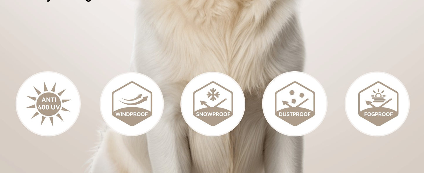 Óculos de proteção para cães ATUBAN raças grandes, óculos de sol de proteção UV de rosto inteiro para cães, proteção contra vento, poeira e neve para olhos de animais de estimação