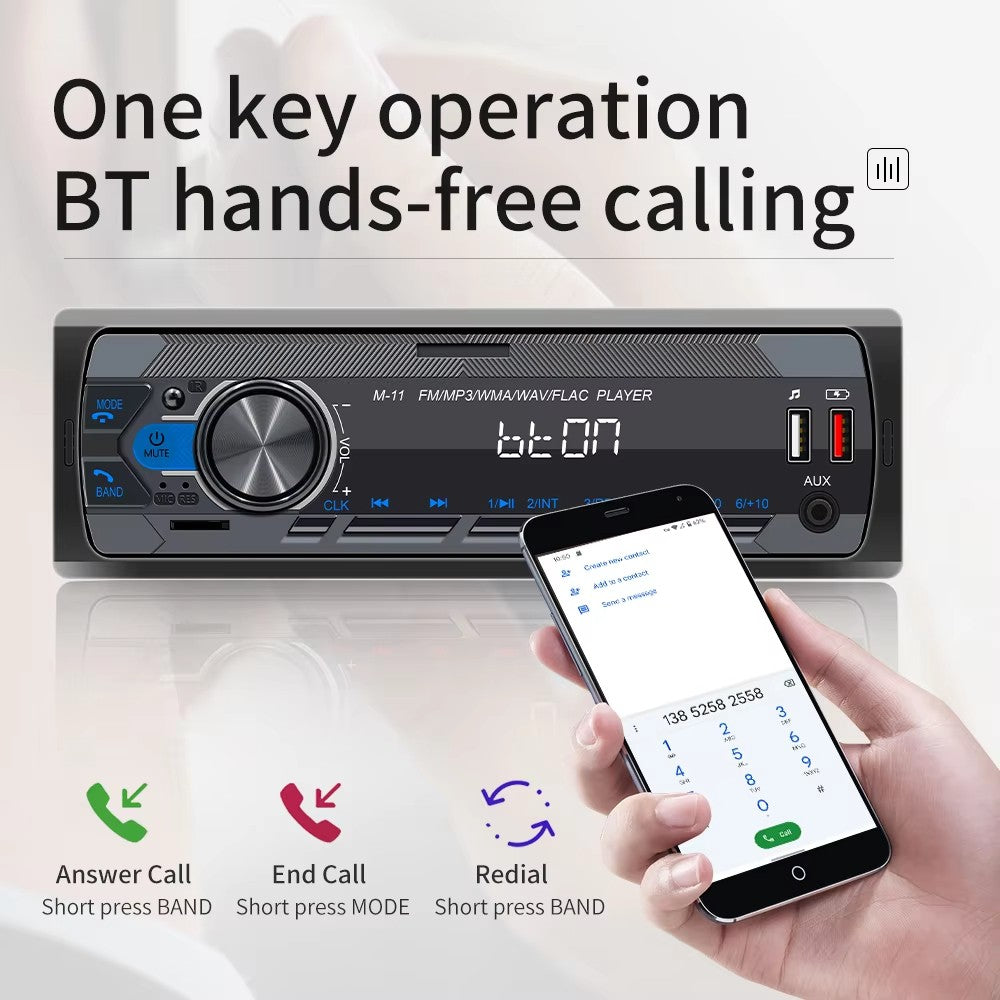 Podofo Car Audio Radio 1 Din MP3 Car Stereo Bluetooth FM AUX In USB Colorful Buttons APP Remote Control Car Multimedia Player