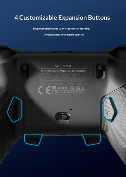 AceGamer D4 Wireless Gaming Controller Symmetric Bluetooth 2 4G Custom Js13pro Joystick for PS4/Pc/Steam/Switch2 Fps Gamers Gift