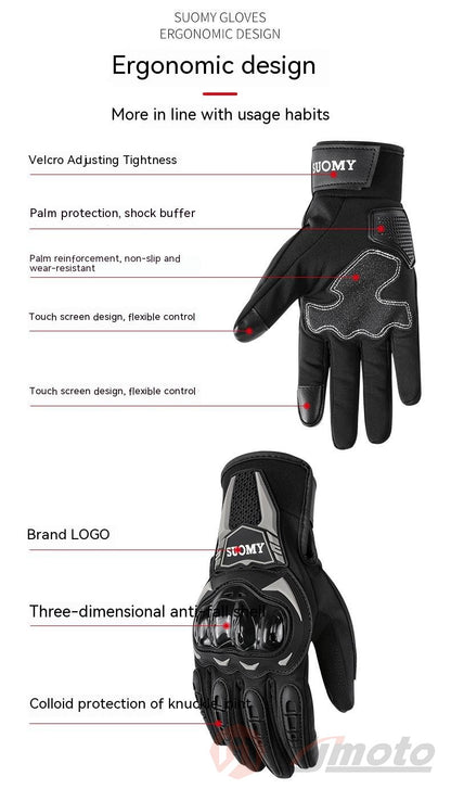 Luvas de motocicleta à prova d'água SUOMY para inverno, masculinas e femininas, primavera outono, luvas de motocross para motociclistas, tela sensível ao toque, luvas de ciclismo para motos