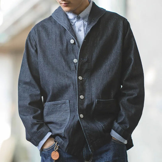 Maden Lapel Jeans Jacket 13.5 Oz Multi Pockets Coat Men’s Vintage Deck Workwear Denim Shirts Quality Fashion Clothes For Male