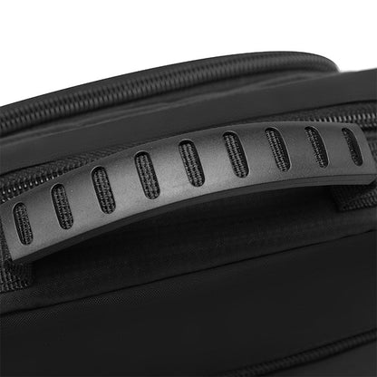 1 men's crossbody bag with zip closure, adjustable shoulder strap, and multiple storage compartments, suitable for daily commuti