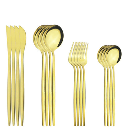 Conjunto de 16 talheres de aço inoxidável Verde Menta, facas, garfos, colheres de sobremesa para casa, jogo de talheres para cozinha