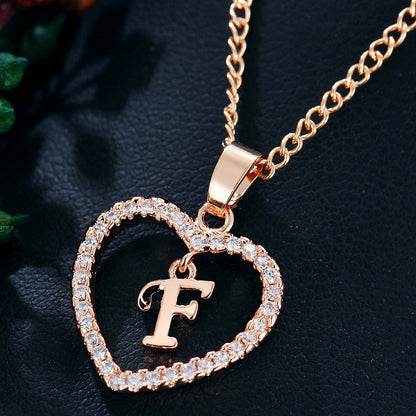 Customizable Love Pendant Necklace with Zircon 26 Letter Initial Jewelry for Men And Women