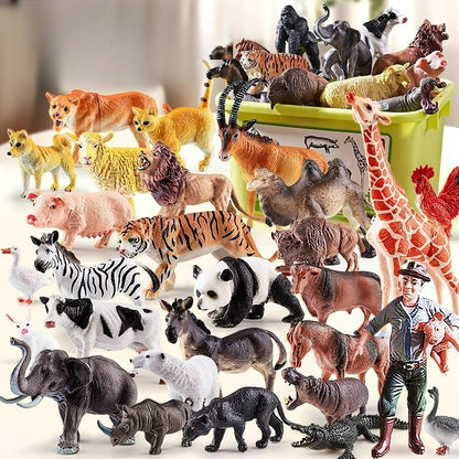 Brinquedo Montessori Dinossauro Fazenda Selvagem Oceano Gatos Animais Modelo Bonecos de Ação Miniaturas Fofas Jogo Educacional para Crianças Presente