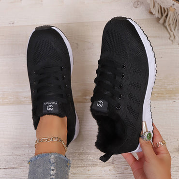 Winter fashion plush walking flats, women's casual shoes sports shoes