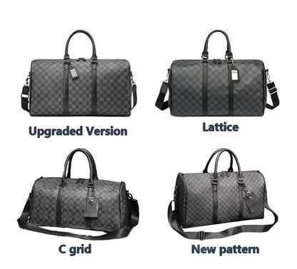 Men's Fashion Plaid Multifunctional Wear Resistant Waterproof Large Capacity Travel Business Luggage Bag Handbag Shoulder Bag