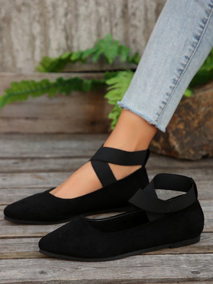 Flat Pointed Toe Flats for Women 2025 Spring New Beanie Shoes Shallow Mouth Elastic Strap Casual Women's Shoes