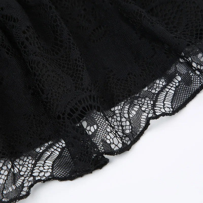Dark pure desire spice girl style lace stitching bow skirt sexy low waist ballet A word cake mini skirt