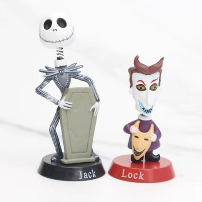 6PCS Nightmare Before Christmas Jack Jack Skellington / Freddy Krueger Bobble Head Doll PVC Action Figure Collection Toy