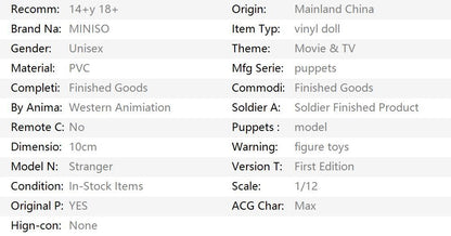 Limit Sell Stranger Season 4 #552 Max (Fantasia) Eleven Steve Bonecos de Vinil