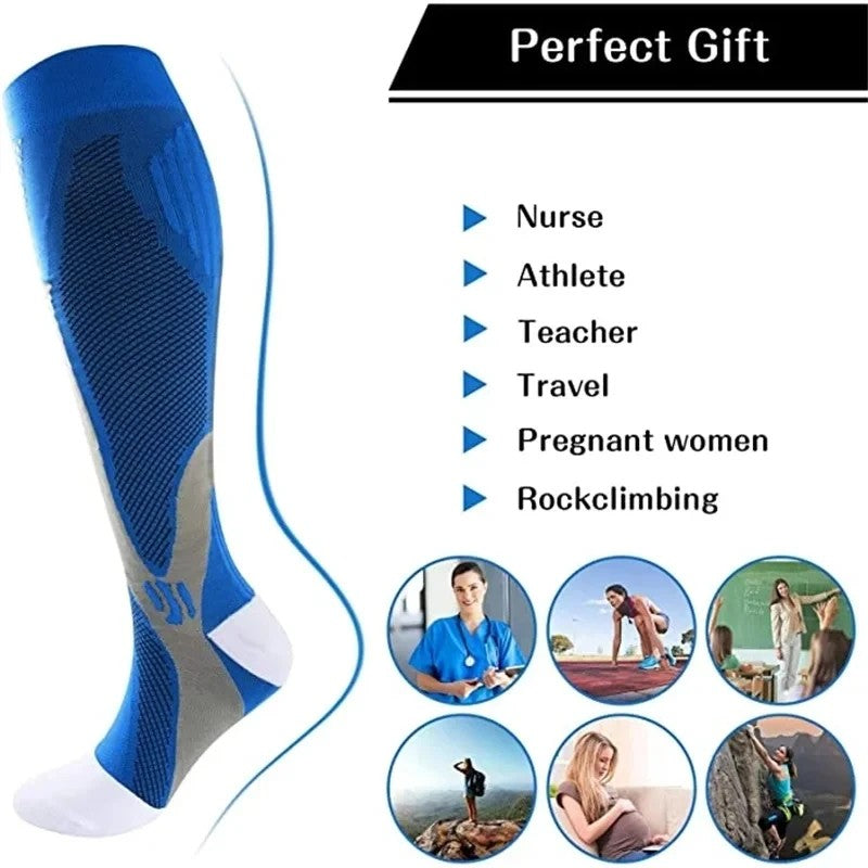 3/6/7 Double Compression Socks Varicose Socks Men Women With Diabetes Pregnancy Elastic Socks Gym Outdoor Sports Rugby Running