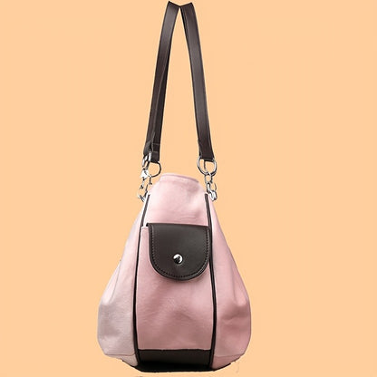 Letter Print Faux Suede Women Handbag Shoulder Bag, Retro Large Capacity Tote Bag for Daily Commuting and Hand-Carry.Pumpkin Bag