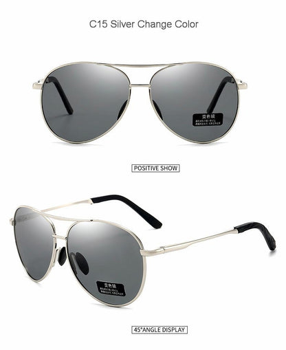 Óculos de Sol Polarizados Masculinos com Armação de Metal para Aviação Cores Variadas Óculos de Sol Masculino Piloto Visão Noturna e Diurna para Dirigir