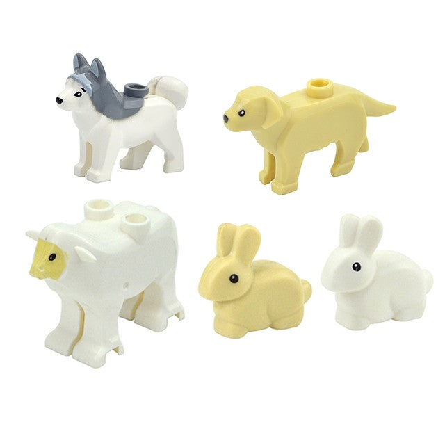 Creative DIY Model cute little Animal MOC Brick Building Blocks Pet Zoo Dog Duck Tortoise Penguin Cat Pig Bird Rabbit Toys