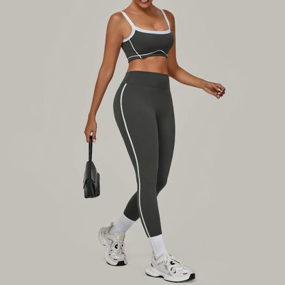 Yoga Suit Sports Fitness High Waist Peach Hip Tight Removable Padding Sports Bra Outfit Running Workout Clothes Gym Leggings Set