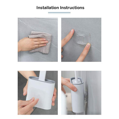 Deep-Cleaning Silicone Toilet Bowl Brush Long Handle Silicone Toilet Brush for Home Dormitory Bathroom Accessories