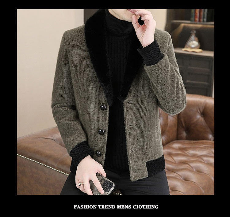 2024 Winter Woolen Jacket for Men Thick and Plush Warm Lapel Trench Coat Casual Business Wool Blends Social Streetwear Overcoat