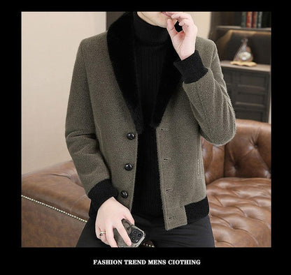 2024 Winter Woolen Jacket for Men Thick and Plush Warm Lapel Trench Coat Casual Business Wool Blends Social Streetwear Overcoat