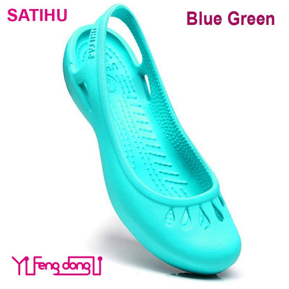 Certified Satihu Summer New Lightweight Anti Slip Hole Shoes  Clog For Women's Flat Bottom Sandals Nurse Outdoor Beach Jelly