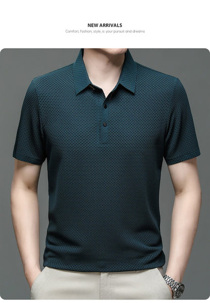 Summer New Men's Short Sleeve T-shirt Cool and Breathable POLO Shirt Business Casual Sweat-absorbing Top