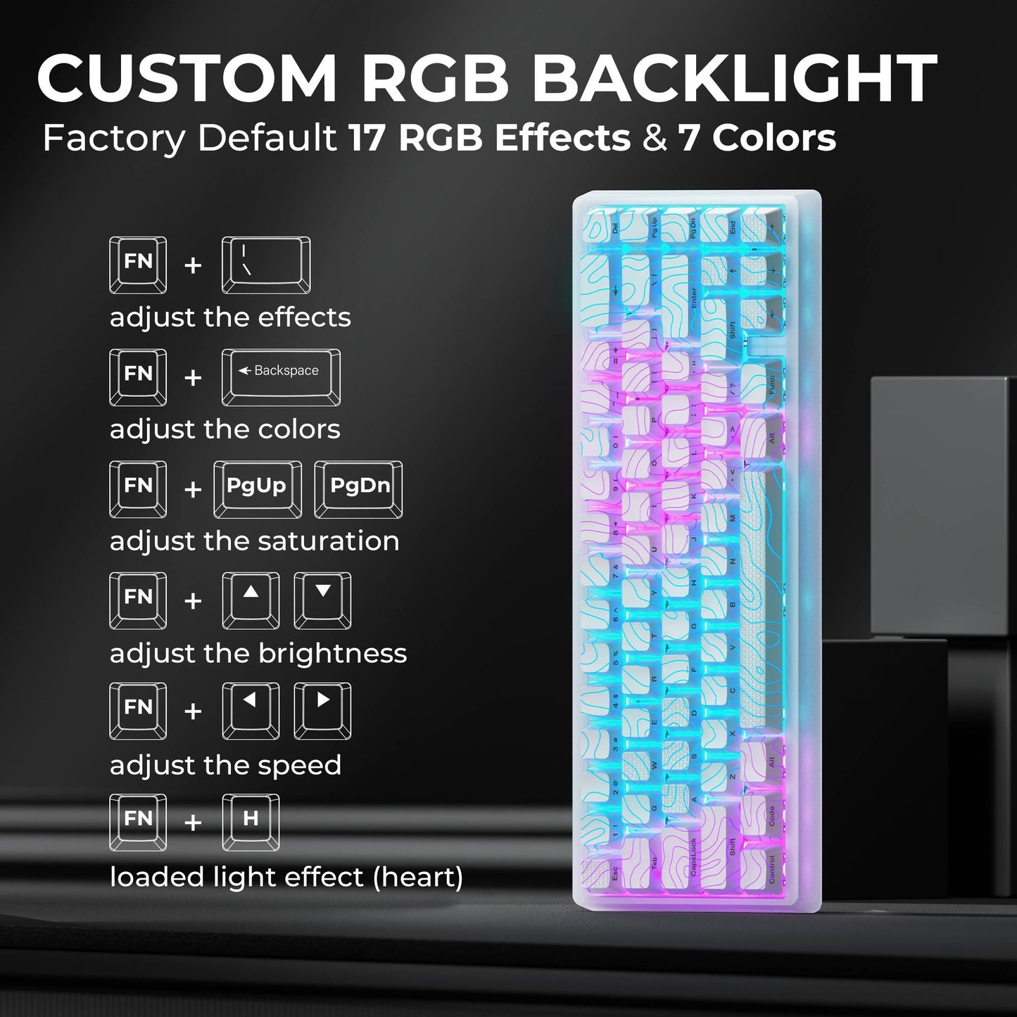 Teclado Mecânico XVX M67 JadeStone com Teclas IMD-Tech Hot Swappable Design Gasket Teclado com Retroiluminação RGB Personalizada Tri-Modo