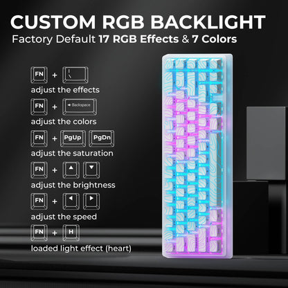 Teclado Mecânico XVX M67 JadeStone com Teclas IMD-Tech Hot Swappable Design Gasket Teclado com Retroiluminação RGB Personalizada Tri-Modo