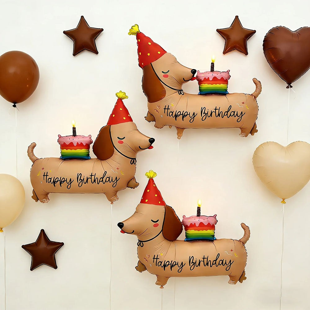 2/1pcs Birthday Cake Dachshund Balloon Cartoon Animal Themed Party Decoration Wall Decoration Festival Photography Props Gifts