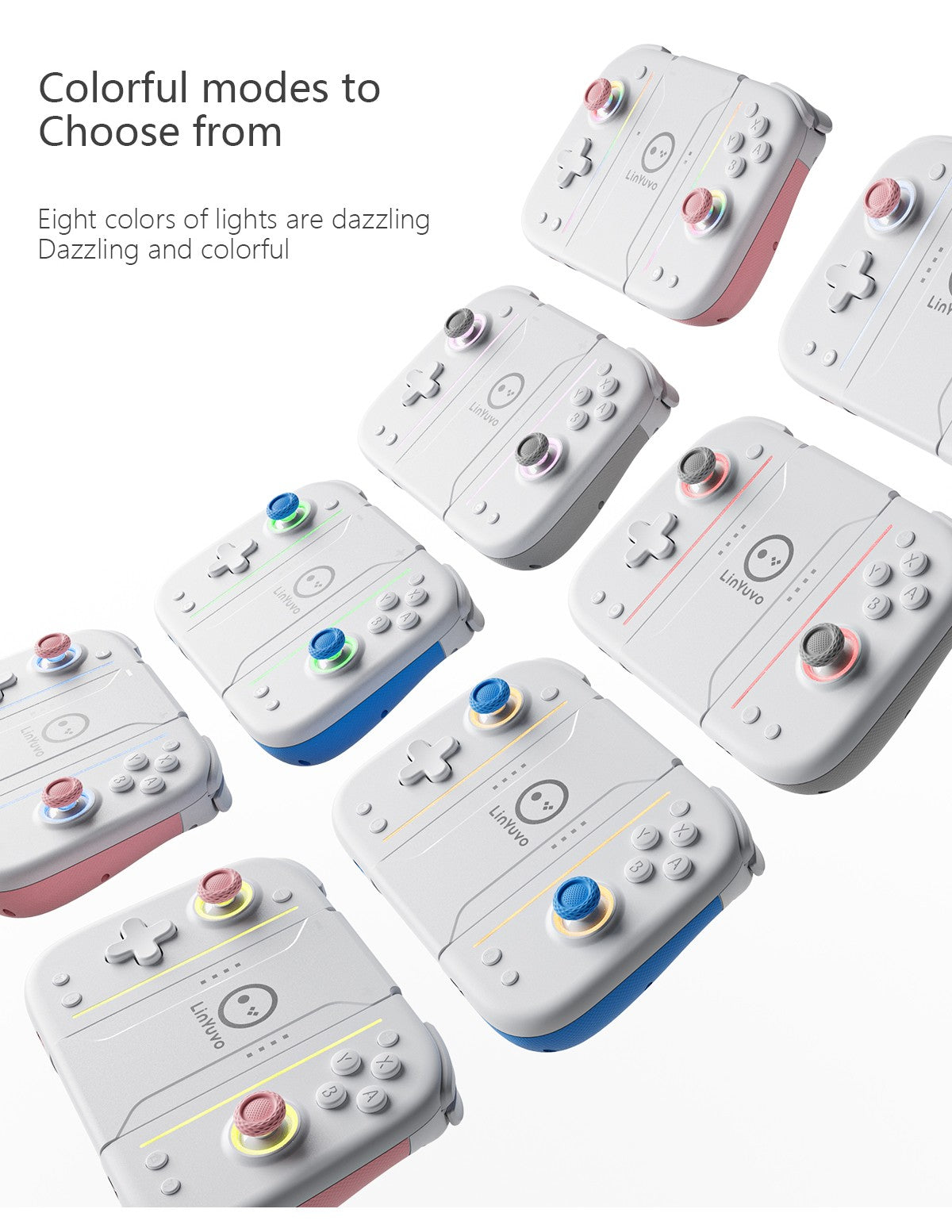 LinYuvo Wireless Switch Controller KS52 for Nintendo NS/OLED,Wireless Joypad Controller with Adjustable Vibration&Large Battery