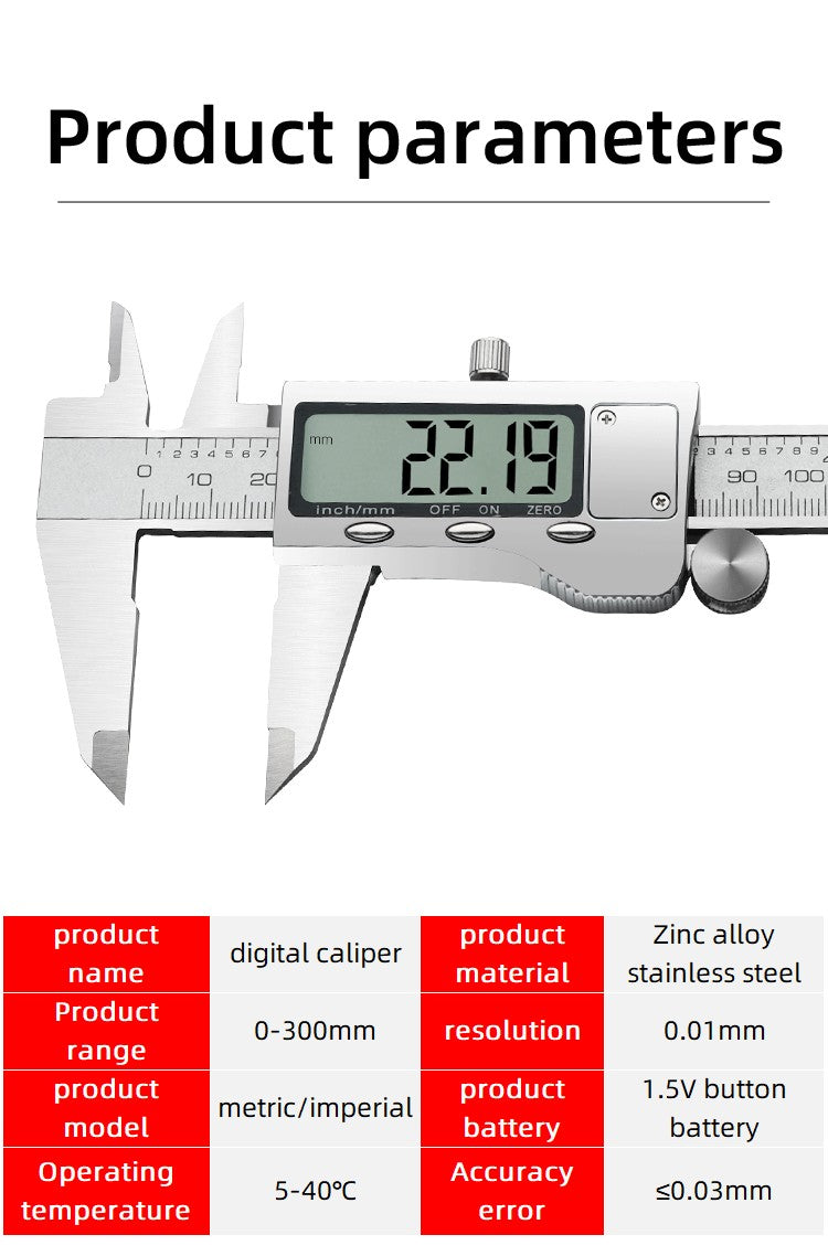 Paquímetro Digital de Metal Calibre Profissional Ferramentas de Medição de Calibre Vernier Régua Eletrônica de Profundidade para Marcenaria Bitola Grossa