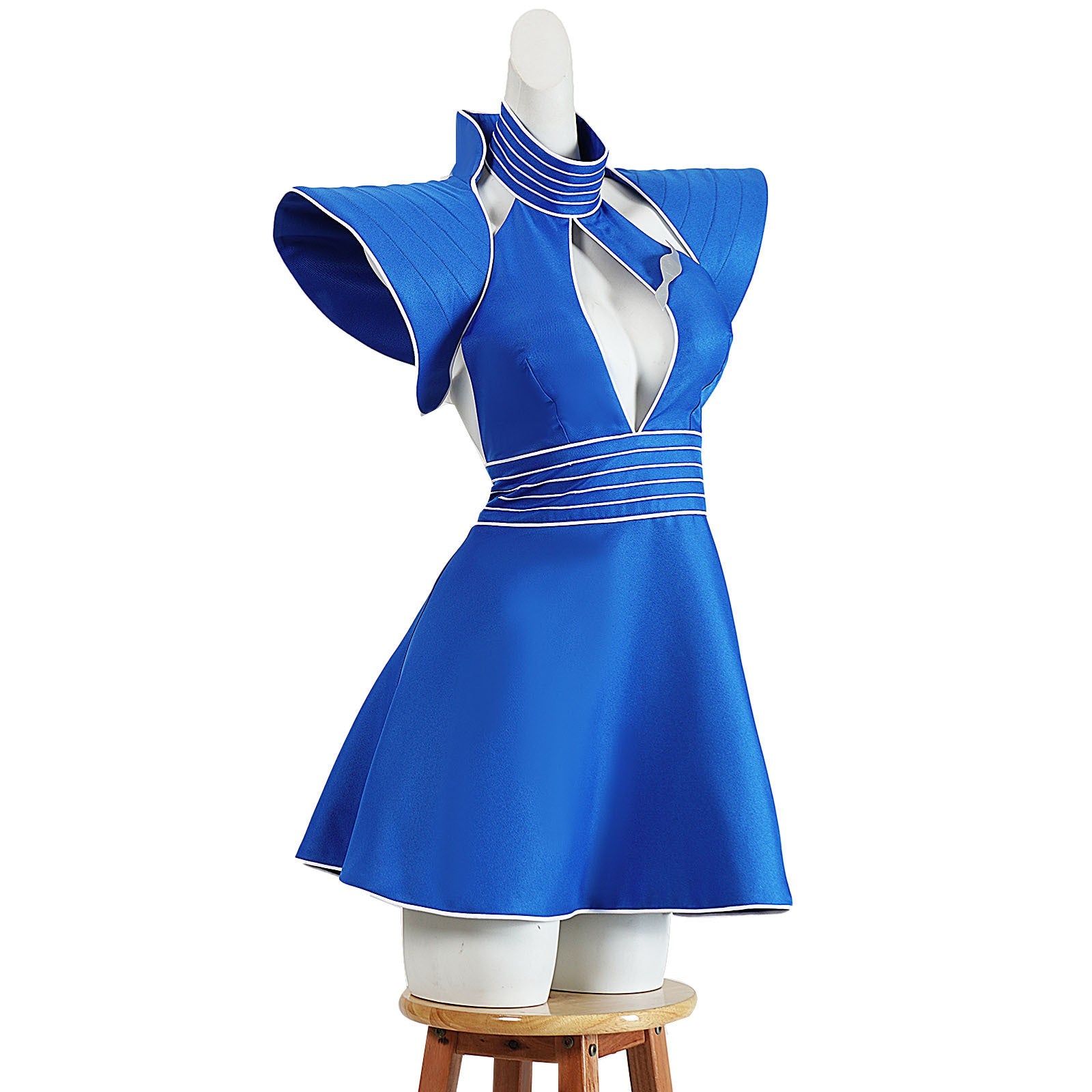 Britney Cosplay Costumes Women Blue Flight Attendant Uniform for Halloween Carnival Outfit