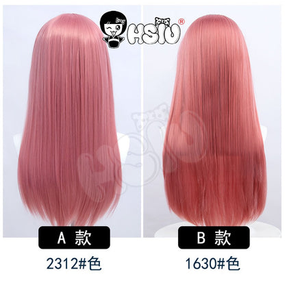 ?HSIU Brand?26 Colors 60cm Long Straight Hair Pink Gray  White purple Black pink Fiber synthetic wig + Free brand wig net
