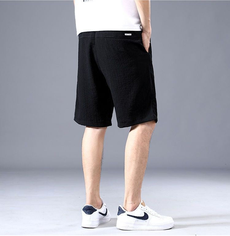 Sleeping Pants Ice Silk Shorts Men Casual Shorts Loose 5-Minute Pants Solid Youth Home Shorts Elastic Waist Large Pajama Pants