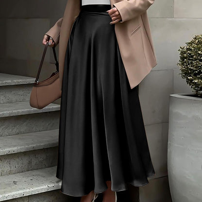 2025 Stylish Autumn High Waist Party Satin Skirts ZANZEA Women Jupe Plus Size Solid A-line OL Work Faldas Saia Maxi Long Skirt