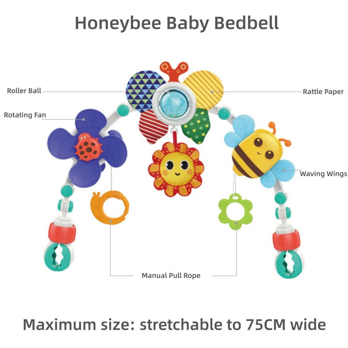 Hanging Bell Baby Stroller Bed Clip Safety Seat Hand Bell Pendant Colorful Multifunctional Soft Toys Stroller Mobile 0-12 Gift