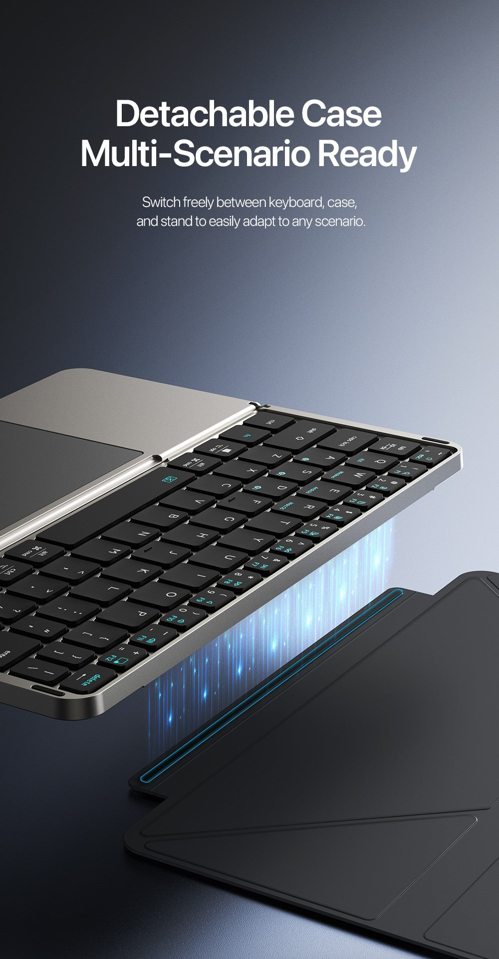 Teclado dobrável Bluetooth 5.0 DUX DUCIS com Touchpad e suporte de telefone para celulares, tablets e PCs com iOS, Android, Windows e Mac