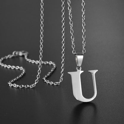 Colar de Aço Inoxidável com Pingente de Nome Letras A-Z do Alfabeto, Colares Minimalistas Iniciais para Homens e Mulheres, Presentes de Moda no Atacado