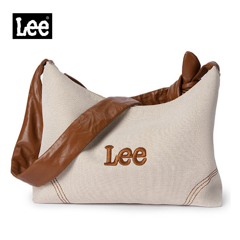 LEE Women Minimalism Hobo Denim Blue One Shoulder Pillow Bag Ladies Jeans Soft Widen Leather Shoulder Straps Crossbody Bags