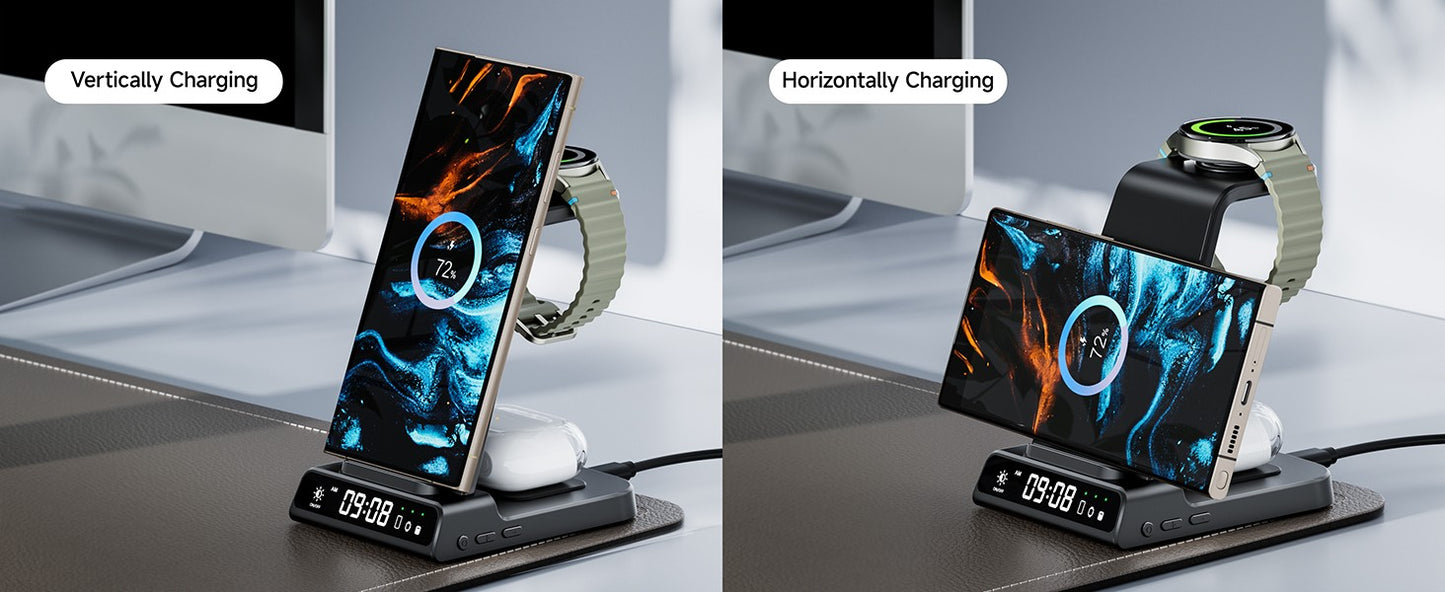 SwanScout C01 Charging Station for Samsung S25 S24 Ultra S23 Z Flip Z Fold Wireless Charger for Galaxy Watch 8 7 for Buds 3 Pro
