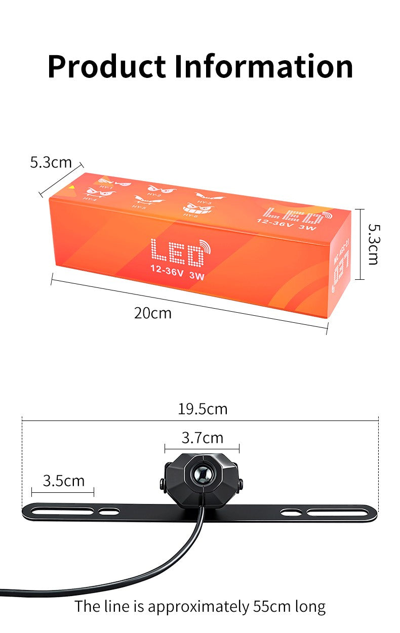 Luz de projeção de motocicleta e veículo elétrico olho de diabo LED de alta definição luz de placa anti-colisão traseira mod