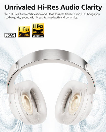 QCY H3S -56dB Adaptive ANC Over Ear Headphone Hi-Res LDAC Spatial Sound Wireless Earphone Bluetooth 6.0 Dual Driver 102H Headset