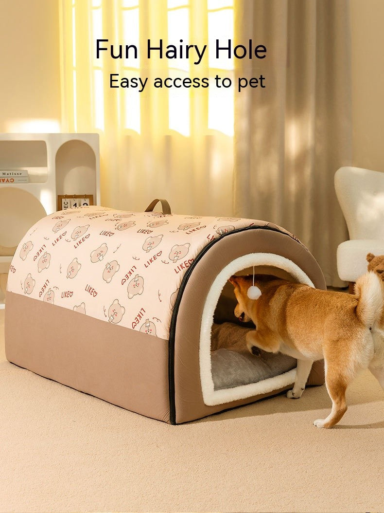 Cama de Cachorro Grande Ninho de Inverno Quente Casa de Cachorro Removível e Lavável Tipo Casa de Cachorro Grande Sazonal Suprimentos para Dormir de Animais de Estimação, Ninho de Gato
