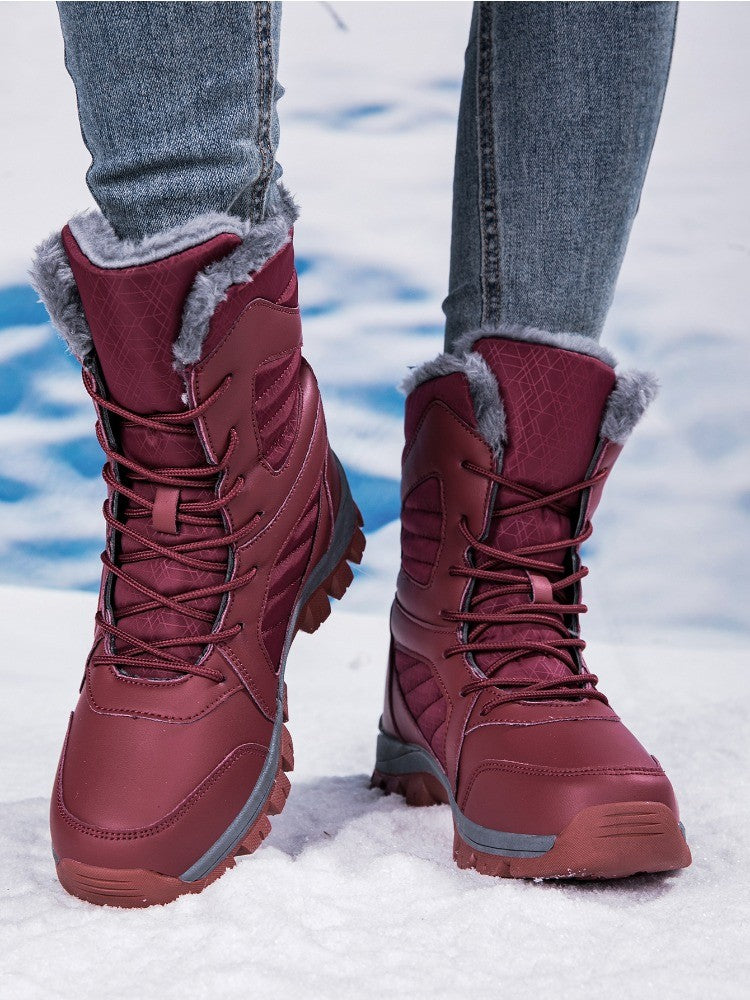 Winter Women's Snow Boots High Top Hiking Boots for Women Winter Outdoor Walking Sneakers Waterproof Plush Warm Platform Boots