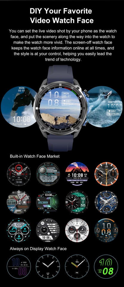 2025 Military Offline map 1000mAh Battery Smart Watch 4GB Big Memory GPS Navigation MP3/MP4 Player Swim Sports trackr Smartwatch